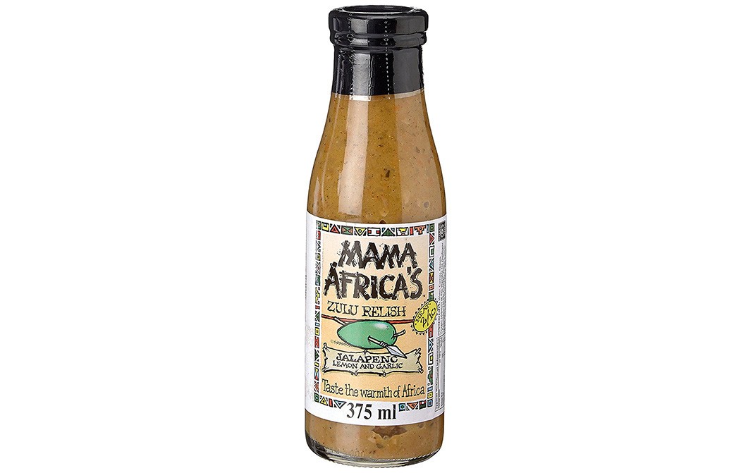 Mama Africa's Zulu Relish Jalapeno Lemon & Garlic   Glass Bottle  375 millilitre